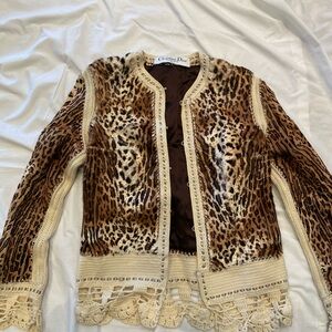 Dior Leopard Print Jacket with Cream Accents